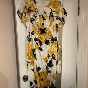 Pinup Couture White Maxi Dress with Yellow & Black Floral Print